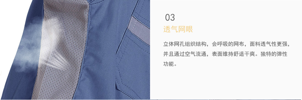 冬季連體工作服立體網(wǎng)眼設(shè)計(jì)