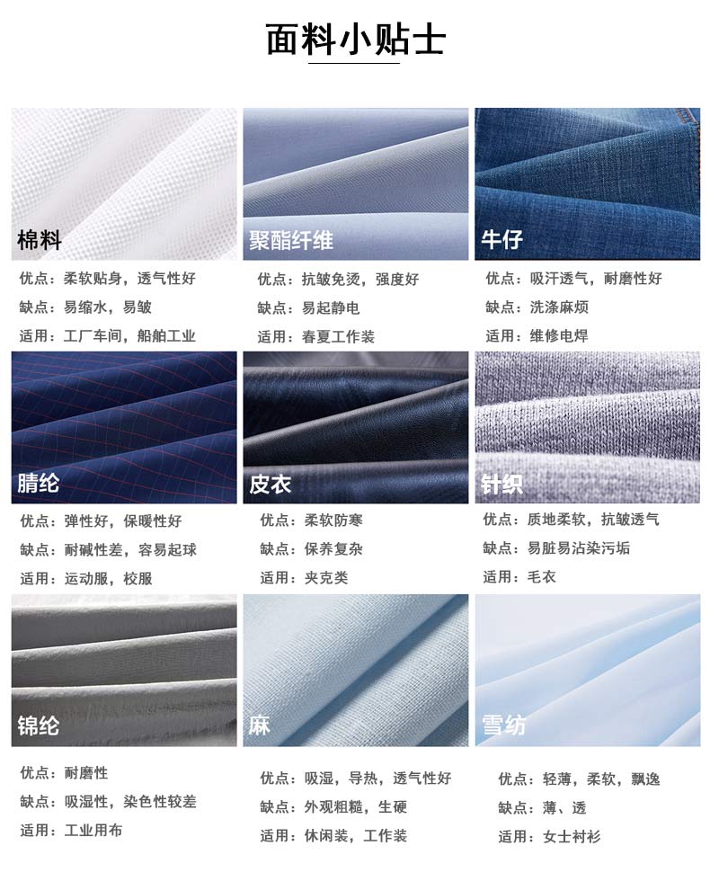 耐磨工程襯衫面料種類的優(yōu)缺點介紹